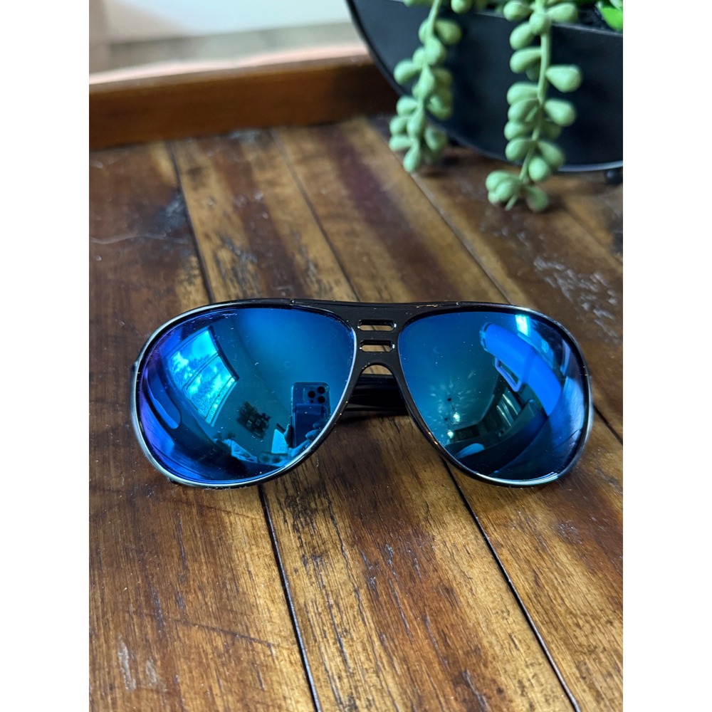 Suncloud Joyride Polarized Sunglasses Black Frame Blue Mirror Lens Sport Aviator